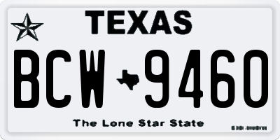 TX license plate BCW9460