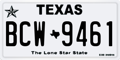 TX license plate BCW9461