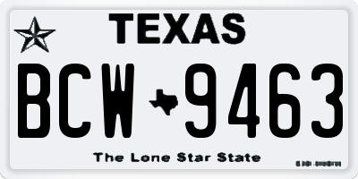 TX license plate BCW9463