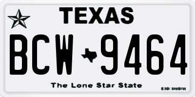TX license plate BCW9464