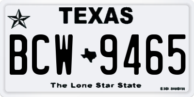 TX license plate BCW9465