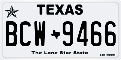 TX license plate BCW9466
