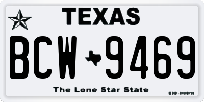 TX license plate BCW9469