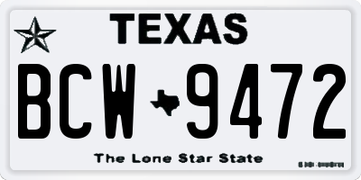 TX license plate BCW9472