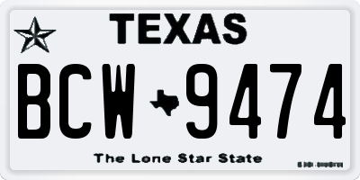 TX license plate BCW9474