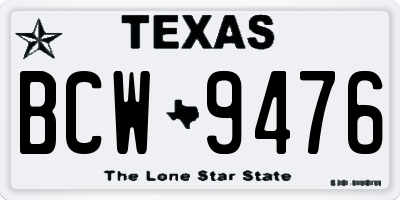 TX license plate BCW9476