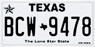 TX license plate BCW9478