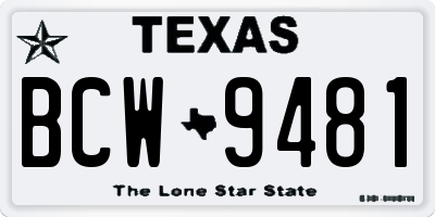 TX license plate BCW9481