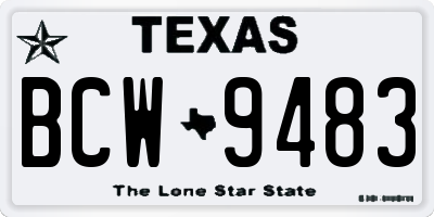 TX license plate BCW9483