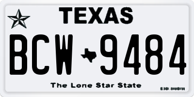 TX license plate BCW9484