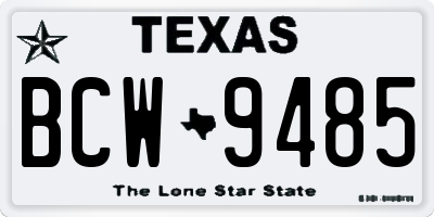 TX license plate BCW9485