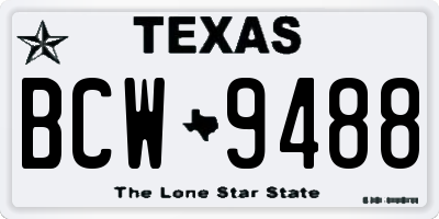 TX license plate BCW9488