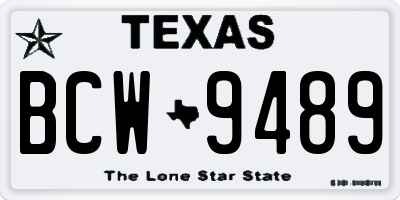 TX license plate BCW9489