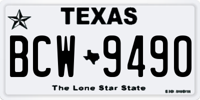 TX license plate BCW9490