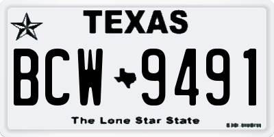TX license plate BCW9491