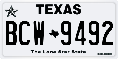 TX license plate BCW9492