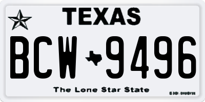 TX license plate BCW9496