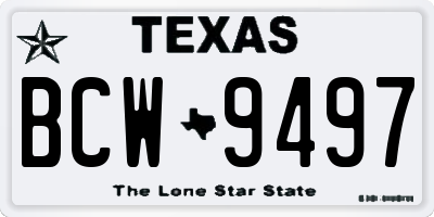 TX license plate BCW9497