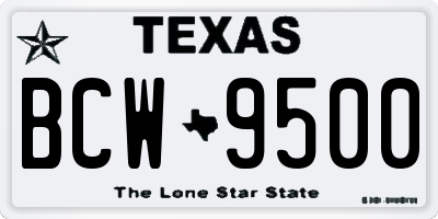 TX license plate BCW9500