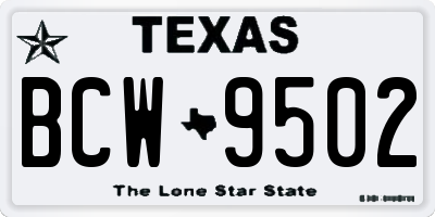 TX license plate BCW9502