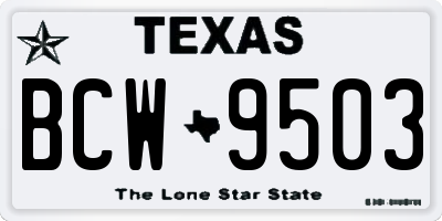 TX license plate BCW9503