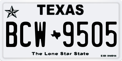 TX license plate BCW9505