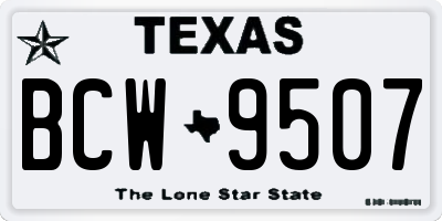 TX license plate BCW9507