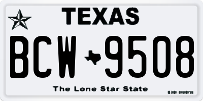 TX license plate BCW9508