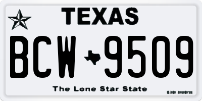 TX license plate BCW9509