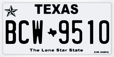 TX license plate BCW9510