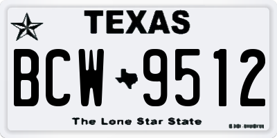 TX license plate BCW9512