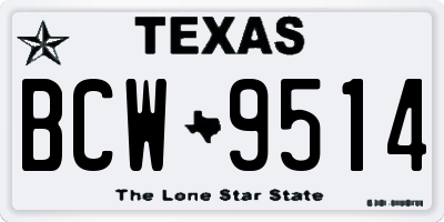TX license plate BCW9514