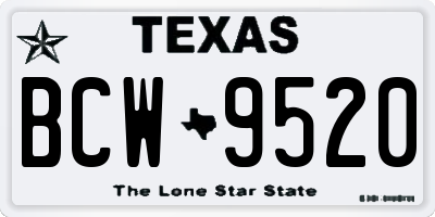 TX license plate BCW9520