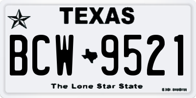TX license plate BCW9521