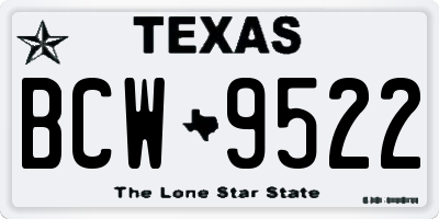 TX license plate BCW9522