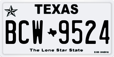 TX license plate BCW9524