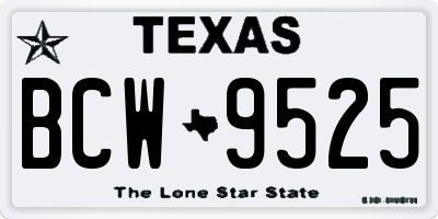 TX license plate BCW9525