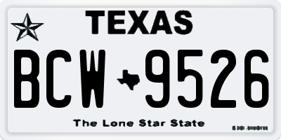 TX license plate BCW9526
