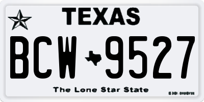 TX license plate BCW9527