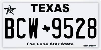 TX license plate BCW9528