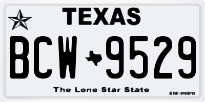 TX license plate BCW9529