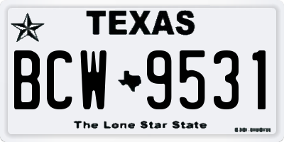 TX license plate BCW9531