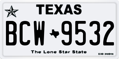 TX license plate BCW9532