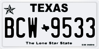 TX license plate BCW9533