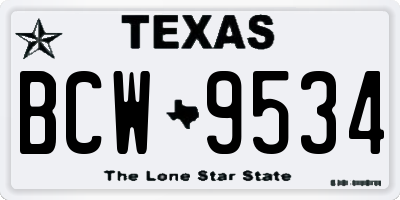 TX license plate BCW9534