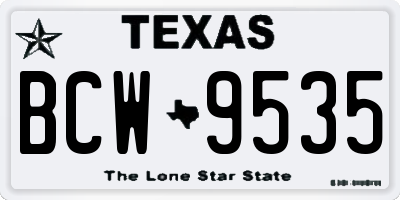 TX license plate BCW9535
