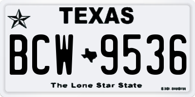 TX license plate BCW9536