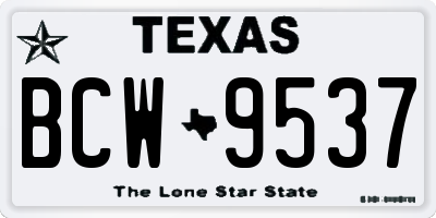 TX license plate BCW9537