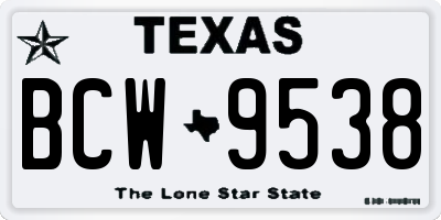 TX license plate BCW9538