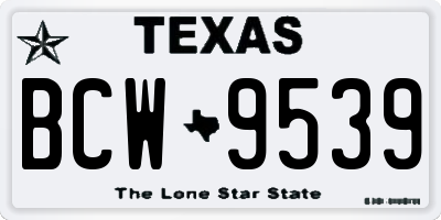TX license plate BCW9539